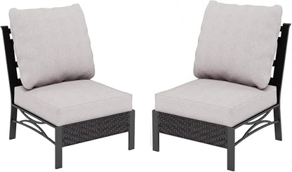 MFSTUDIO Patio Furniture Set, 2 Seat Outdoor Sectional Sofa Conversation Set, Woven Rattan Patio Couch for Backyard, Garden, Deck