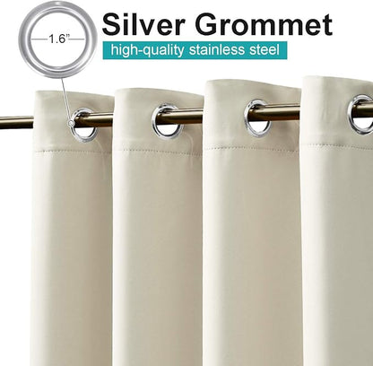 NICETOWN Outdoor Curtain for Patio Waterproof Window Treatment, Grommet Blackout Thermal Insulated Keep Warm in Winter & Cool in Summer Outdoor Drape for Pool/Yard, Beige, 1 Panel, W84 by L108