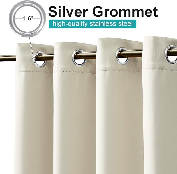 NICETOWN Outdoor Patio Curtain W66 x L95, Waterproof & Weatherproof Drapes for Porch Gazebo Pergola Shower Pool Outside Deck, Privacy Protection Drape for Summer & Winter, 1 Panel, Beige