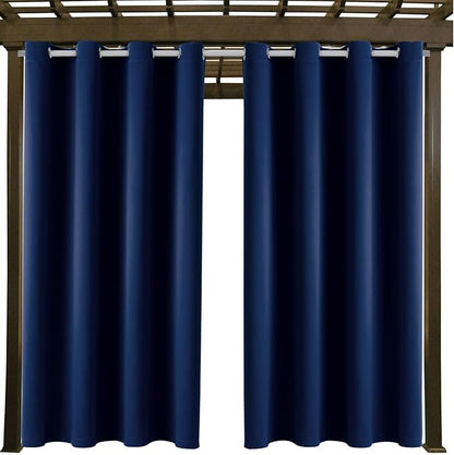 Waterproof Outdoor Curtain W52 x L84 - Grommet Top Sunlight Blocking Window Treatment Drapes Blackout Curtains for Home Bedroom Living Room Outdoor Patio Porch Pergola Cabana Gazebo (Navy, 2 Panels)