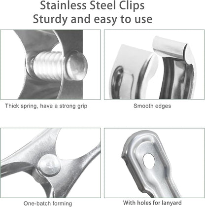 20 Pcs 2inches Gardening Clips for Netting, Greenhouse Clamps Made of Stainless Steel, Have a Strong Grip of Metal Clips, For 3/8'', 1/2'', 3/4'' Garden Hoops or Greenhouse Frame