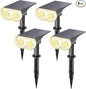 Linkind Solar Lights Outdoor Waterproof IP65, StarRay Dusk-to-Dawn Outdoor Solar Lights, 3 Lighting Modes Solar Spot Lights Outdoor for Garden, Yard, Landscape (Warm White, 4 Pack)