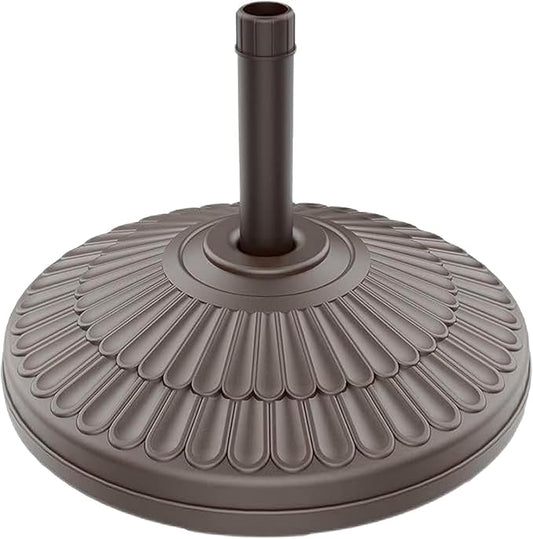 wikiwiki 80 Lbs HDPE Round Patio Umbrella Base, Weighted Umbrella Stands Fits 1.5-1.9in Poles for Garden, Lawn, Deck, Backyard & Pool, Brown