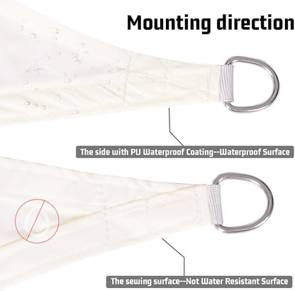 LOVE STORY Rectangle 8'x8' Waterproof Sun Shade Sail Canopy UV Block for Outdoor Patio Backyard Carport,Cream(We Make Custom Size)