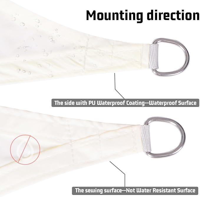 LOVE STORY Rectangle 8'x18' Waterproof Sun Shade Sail Canopy UV Block for Outdoor Patio Backyard Carport,Cream(We Make Custom Size)