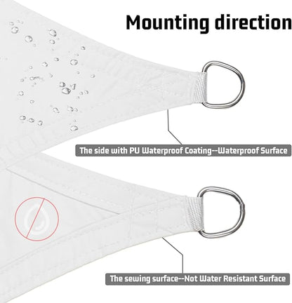 LOVE STORY Triangle 13'x13'x13' Waterproof Sun Shade Sail Canopy UV Block for Outdoor Patio Backyard Carport,White(We Make Custom Size)