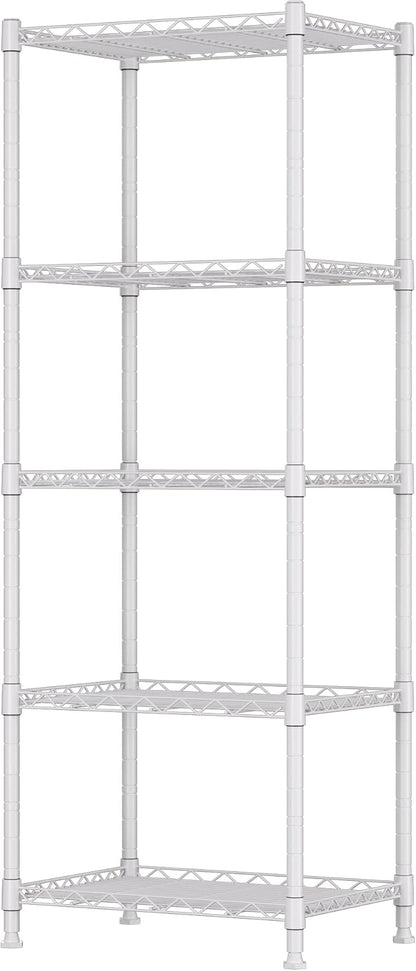 REGILLER 5-Wire Shelving Metal Storage Rack Adjustable Shelves,Standing Storage Shelf Units for Laundry Bathroom Kitchen Pantry Closet(White,11.8" D x 16.6" W x 53.5" H)
