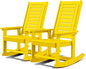 GREENVINES Outdoor Rocking Chairs | Set of 2 | Porch Rocker | HDPE Plastic | Yellow | Oversized Rockers | High Back | Big & Tall | Ladder Back | for Patio Outside Backyard Balcony Garden