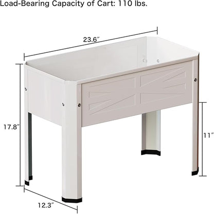 Elevated Metal Planter Box Stand Heavy Duty Raised Garden Bed for Vegetables Flowers Herbs Indoor Outdoor Use, Cream
