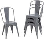 FDW Dining Chairs Set of 4 - Indoor/Outdoor, Metal, 18 Inch Seat Height, 330LBS Weight Capacity, Stackable, Restaurant & Bar Chairs