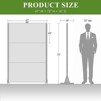 Casaphoria Metal Privacy Screen Outdoor, 72" H x 47" W Freestanding Decorative Privacy Screen for Patio Deck Balcony Garden with Stable Base, Black-Vertical Stripe