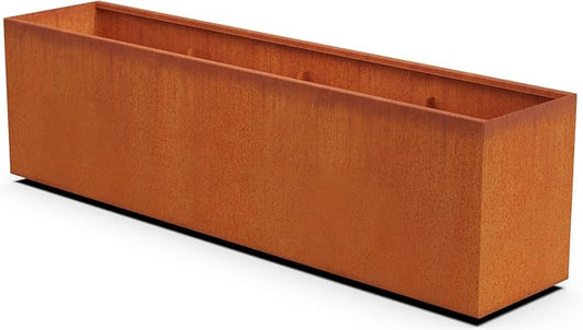 Plantercraft Large Rectangular Planters for Outdoor Plants – 84 Inch Corten Steel Planter, Extra Large Outdoor Planter Box for Modern Patio & Landscape, Metal Raised Garden Bed