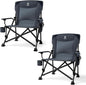 EVER ADVANCED Oversized Folding Camping Chair for Adults, Heavy Duty Lawn Chair with Side Pockets, Portable Collapsible Quad Chair for Outside, Support Up to 500lbs, Grey 2PACK