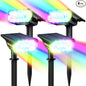 68 LEDs RGB Solar Spot Lights, 1000 Lumens 9 Lighting Modes Color Changing Solar Outdoor Lights, IP67 Waterproof 2-in-1 Landscape Garden Light for Yard Patio, 4 Pack