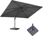 PURPLE LEAF 9' X 11.5' Rectangle Patio Umbrella with Base Outdoor Large Aluminum Cantilever Umbrella with 3 Years Fade Resistance Recycled Fabric and 360-degree Rotation for Garden Deck Pool, Mist Grey