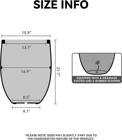 Kante 21.7 Inch Tall Concrete Planter, Large Indoor Outdoor Plant Pot with Drainage, Smooth Charcoal Finish with Painted Interior, Ideal for Porch, Home, Garden, Patio