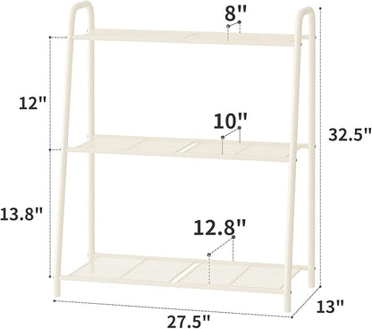 Metal Plant Stand Indoor Outdoor for Multiple Plants,3 Tier Plant Shelf,Large Heavy Duty Flower Holder Ladder Plant for Living Room, Patio, Balcony (White)