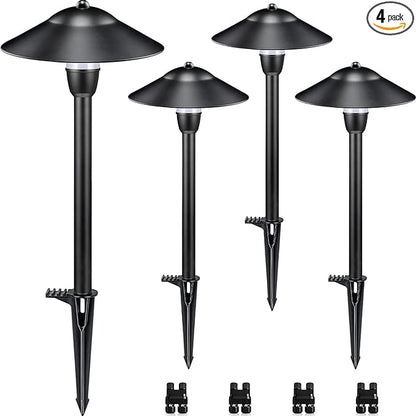 SUNVIE Low Voltage Pathway Lights LED Landscape Lights Low Voltage 3W 12-24V 3000K Landscape Lighting Cast-Aluminum Waterproof Landscape Path Lights for Yard Walkway Garden ETL Listed Cord, 4 Pack
