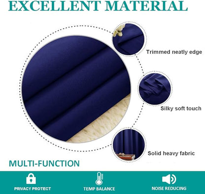 NICETOWN Blackout Wide Sliding Door Curtains - Insulated Noise Reduction Drapes, Privacy Vertical Blind for Living Room & Bedroom (Dark Blue, W100 x L95 inches)