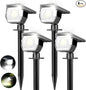Peasur 4 Pack Solar Spot Lights - Outdoor Waterproof 2-in-1 Auto On/Off Solar Landscape Lighting for Outside Yard, Wall, Garden, Pathway