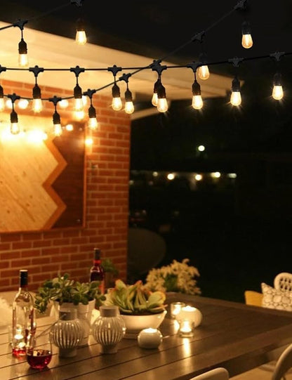 Svater Outdoor Led String Lights 25 FT, Patio Lights for Outside with 9pcs S14 Shatterproof Bulbs, 1 Watt E26 Dimmable, IP65 Waterproof, Commercial Grade Bistro Light 2700K Warm White