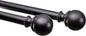 Amazon Basics Adjustable Curtain Rod for Windows with Round Finials, 1-Inch Rod, 36" to 72", Black, 1-Pack