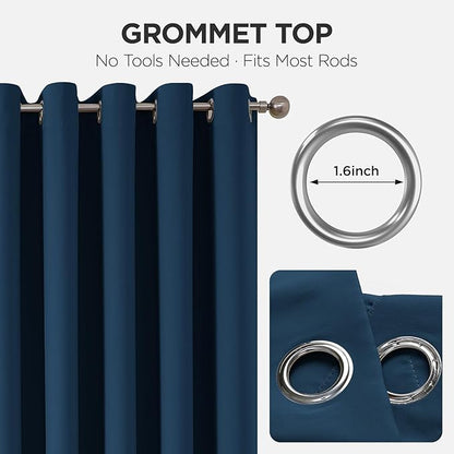 Joydeco Blackout Door Curtain for Doorway Privacy 78 Inches Long, Grommet Closet Curtain for Open Closet, Room Divider for Bedroom Living Room (Navy Blue, 52Wx78L, 1 Panel)