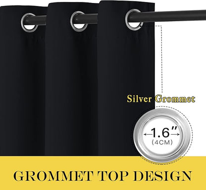 NICETOWN Blackout Sliding Glass Door Curtain for Living Room Extra Wide, Grommet Thermal Insulated Light Blocking Curtain Drape for Patio/French Door, W100 x L84, 1 Panel, Black