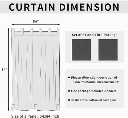 Easy-Going Outdoor Patio Curtains Detachable Tab Top Windproof Weatherproof Curtain for Cabana, Porch, Pergola and Gazebo, Tab Bottom Drape, 2 Panels, 54W x 84L inch, Gray
