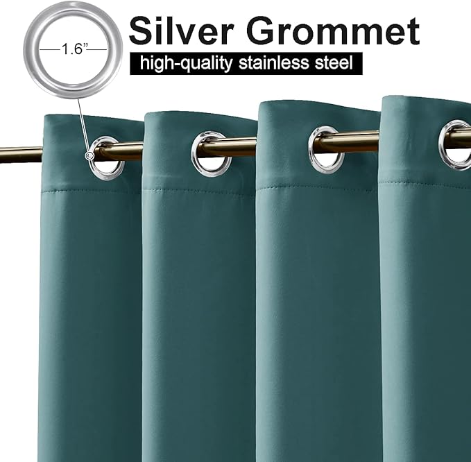 NICETOWN 2 Panels Patio Outdoor Curtains Waterproof, Thermal Insulated Rustproof Grommet Blackout Indoor Outdoor Gazebo Curtains/Drapes for Outdoor Activity, Teal, W52 by L84