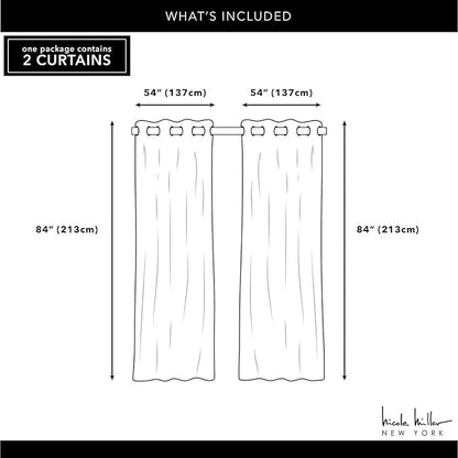 NICOLE MILLER NEW YORK Canvas Indoor/Outdoor Grommet Top Curtain Panel Pair, 54"x84", Orange Marmalade