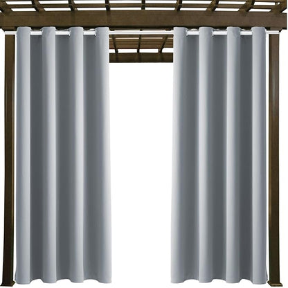 DIVA EN CAMINO DEC Outdoor Patio Curtain Waterproof Darkening Thermal Insulated Indoor Curtains for Bedroom, Porch, Living Room, Pergola, Cabana, W52 x L95, Light Gray, Set of 2 Panels
