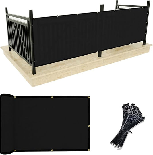 UPGRADE Privacy Screen 3' x 10' Fence Commercial Shade Cover with Brass Grommets Heavy Duty Perfect for Outdoor Back Yard, Black, Customizable