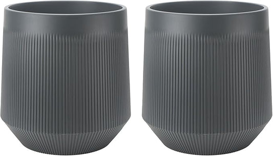 Plant Pots，Set of 2 Plastic Large Pots for Indoor Plants,Flower Pots Outdoor Planters with Drainage Hole and Seamless Saucer,(Gray 12Inches)