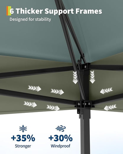 Canopy Tent 13x13 ft, Pop Up Gazebo One-Push Setup with 4 SandBags for Backyard Parties and BBQs, Mosquito Netting & Height Adjustable - Green