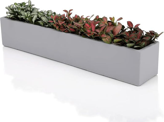 14.5-Inch Grey Rectangle Concrete Succulent Planter Windowsill Boxes