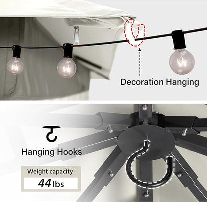 LAUSAINT HOME Semi-Permanent Outdoor Patio Gazebo 10'x10', Heavy Duty Party Tent Shelter with Double Roofs, Mosquito Nettings and Privacy Screens for Backyard, Garden, Lawn, Cream White