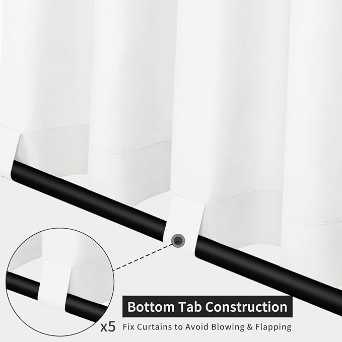 Easy-Going Linen Look Outdoor Curtains Waterproof Windproof Porch Curtains, Soft Thicken Outdoor Privacy Curtains for Patio, Gazebo, Grommet Top and Tab Bottom Drape, 1 Panel, 110x120 inch, White