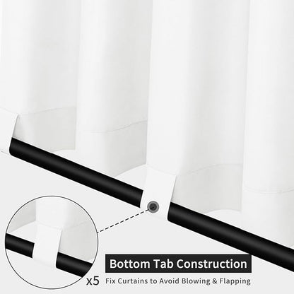 Easy-Going Linen Look Outdoor Curtains Waterproof Windproof Porch Curtains, Soft Thicken Outdoor Privacy Curtains for Patio, Gazebo, Grommet Top and Tab Bottom Drape, 1 Panel, 110x120 inch, White