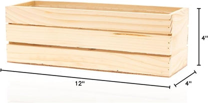 Wood Planter Box with Wine Crate Styled, 12x4 Inch Rectangular, Rose Wood, Plastic Liner, Garden Centerpiece Display, Wedding Flowers Holder, Home and Venue Decor (12x4 Wine Crate Set of 4, Rose Wood)