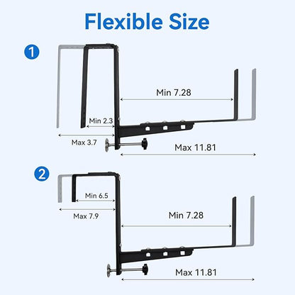 Halatool 4-Pack Heavy Duty Window Box Bracket, Adjustable Wall Mount Planter Holder for Outdoor Window Flower Boxes on Balcony, Porch, Fence, Patio and Garden