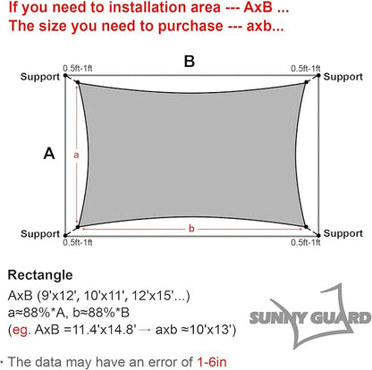 SUNNY GUARD Custom Size 5'x12' Rectangle Brown UV Block Sunshade for Backyard Yard Deck Patio Garden Outdoor Activities and Facility(Customized)