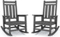 KINGYES Oversized Outdoor Rocking Chair Set of 2, All-Weather Patio Rocking Chairs for Porch, HDPE Outdoor Patio Rockers with High Back & Wide Seat for Garden, Lawn, Gray