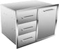 Outdoor Kitchen Drawer Combo, BBQ Access Trash Drawer Combo with Triple Stainless Steel Drawers(Left), Outdoor Kitchen for BBQ Island, Grilling Station, Outside Cabinet (28" W x 19.6“D x 20.1" H)