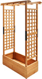 Raised Garden Bed Wooden Patio Planter with Trellis Outdoor Climbing Cucumber Box Pots Tomato Flower Vegetable Herb Porch, Tall Hanging Roof, Orange, 42.5" L x 17.3" W x 66.1" H