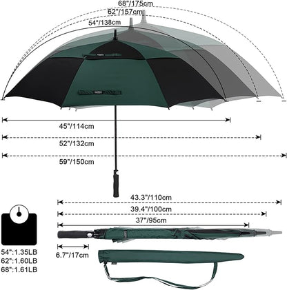 G4Free 47/54/62/68/72 Inch Automatic Open Golf Umbrella Oversize Extra Large Double Canopy Vented Windproof Waterproof Stick Umbrellas