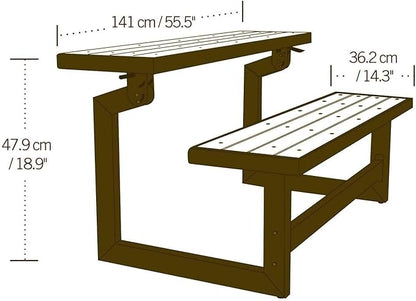 LIFETIME 60054 Convertible Bench / Table, Faux Wood Construction