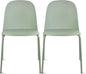 2xhome Set of 2 Modern Stackable Armless Dining Chairs, Plastic Shell Seat with Metal Legs for Indoor Outdoor Home Kitchen Patio Cafe, Green