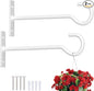 Plant Hooks for Hanging Plant Bracket 6inch Metal Plant Hanger Decorative Wall-Plant Wall Hanger forHanging Lanterns, Bird Feeder, Flower Basket, Home Decor Indoor & Outdoor 2 Pack(White)