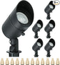 Lumina Lighting® 4W Landscape Lighting 12V Landscape Lights Low Voltage Landscape Spotlights Warm White Waterproof Outdoor Replaceable LED Bulb for Garden, Lawn, Porch, Patio and Yard (Black, 6-Pack)